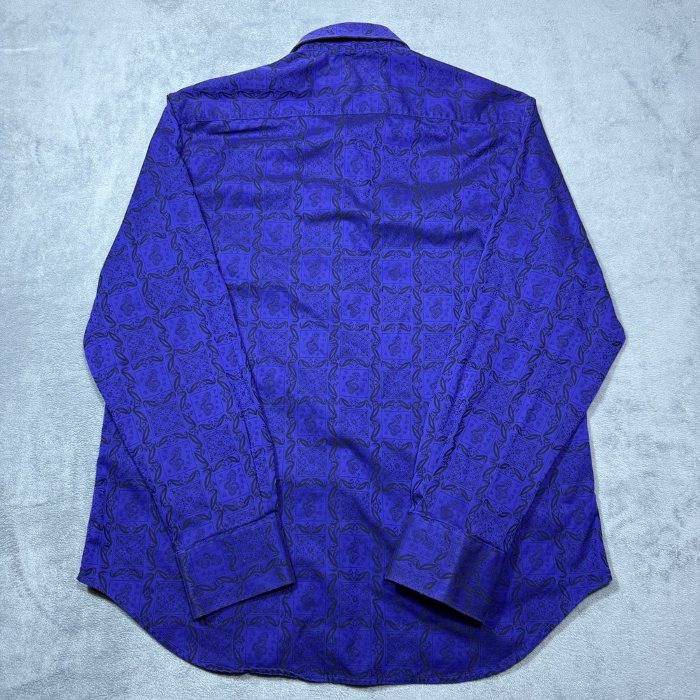Robert Graham Shirt Mens XL Classic Fit Geometric Violet Contrast Cuffs Designer - Picture 7 of 11